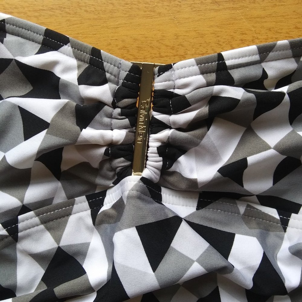 Calvin Klein NWT black white gray swimsuit size 4 - Picture 4 of 13